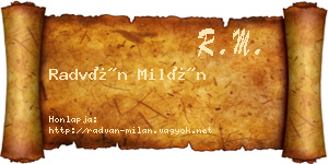 Radván Milán névjegykártya