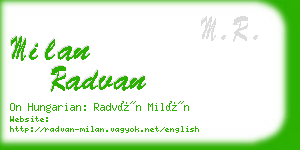 milan radvan business card